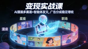 变现实战课:靠公众号AI漫画发布星座/职场/养生多赛道+智能体发文,获得广告分成稳定增加收入-成长中的独角兽