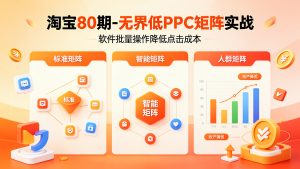 淘宝80期-无界低PPC矩阵实战:软件批量操作降低点击成本,标准+智能+人群三矩阵投产择优-成长中的独角兽