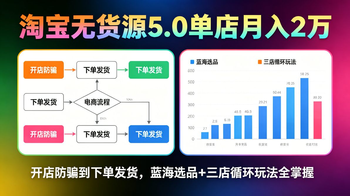 图片[1]-淘宝无货源5.0单店月入2万：开店防骗到下单发货，蓝海选品+三店循环玩法全掌握（-更新4月）-成长中的独角兽