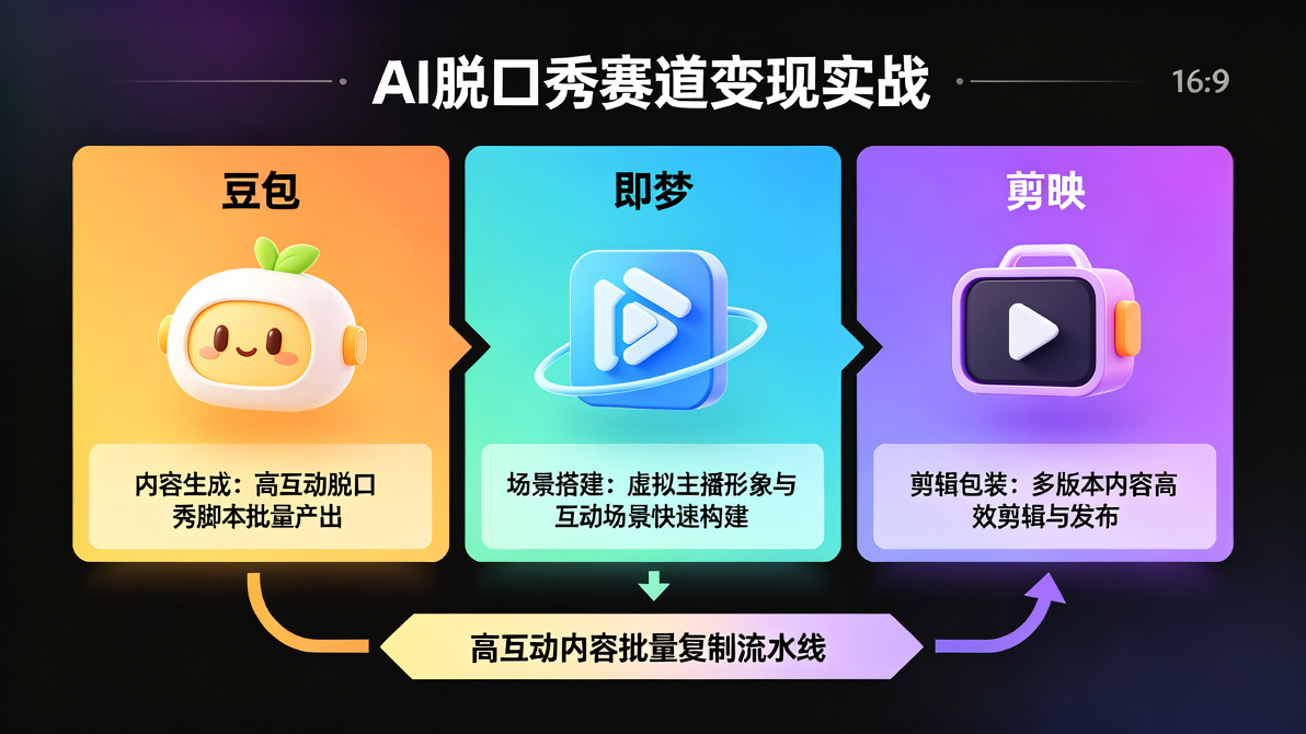 图片[1]-AI脱口秀赛道变现实战：豆包+即梦+剪映三个工具，把高互动内容做成批量复制流水线-成长中的独角兽