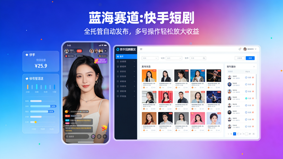 图片[1]-蓝海赛道:快手短剧，全托管自动发布，多号操作轻松放大收益-成长中的独角兽