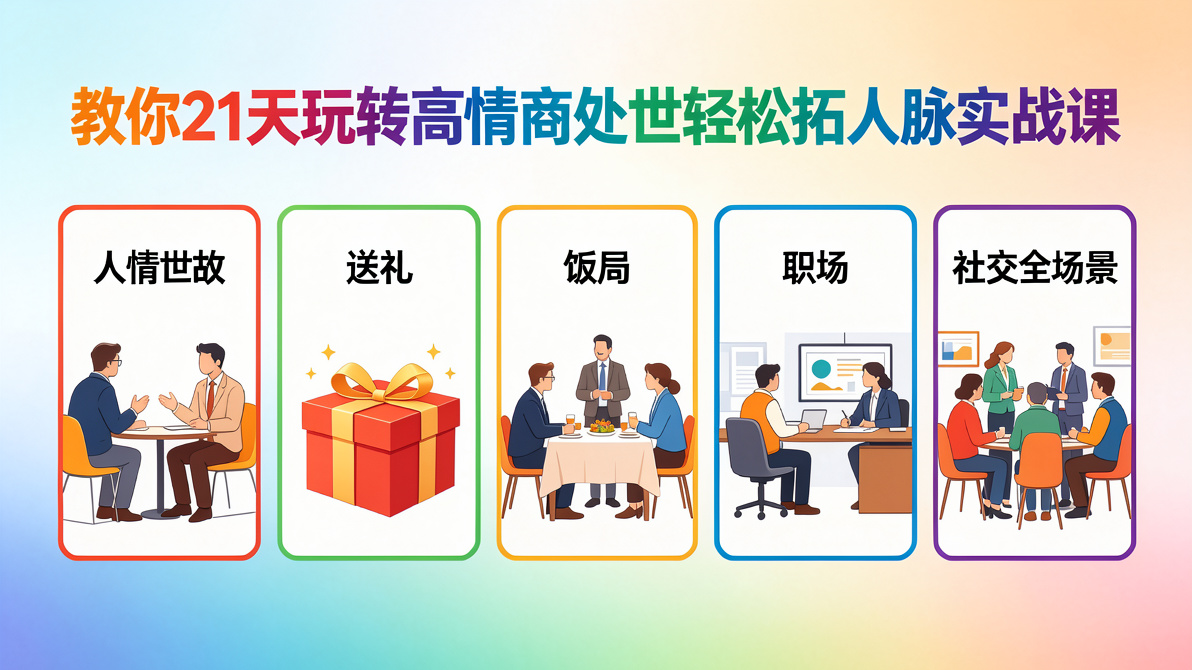 图片[1]-教你21天玩转高情商处世轻松拓人脉实战课：人情世故+送礼 + 饭局 + 职场 + 社交全场景-成长中的独角兽